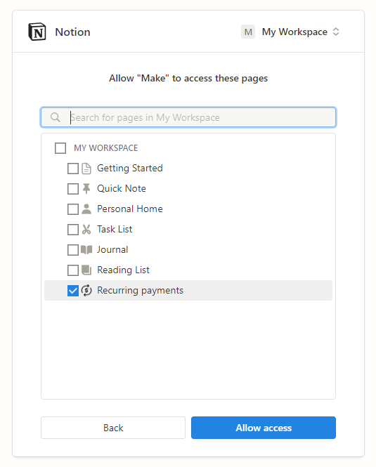 Allow Notion access