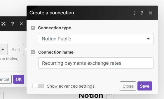 Set up connection