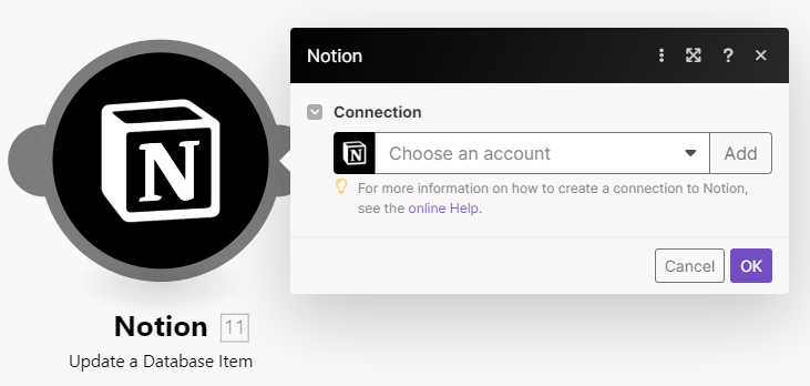 Set up "update database item" module